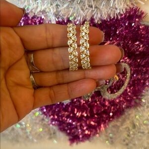 Elegant Gold and Silver Crystal Earrings